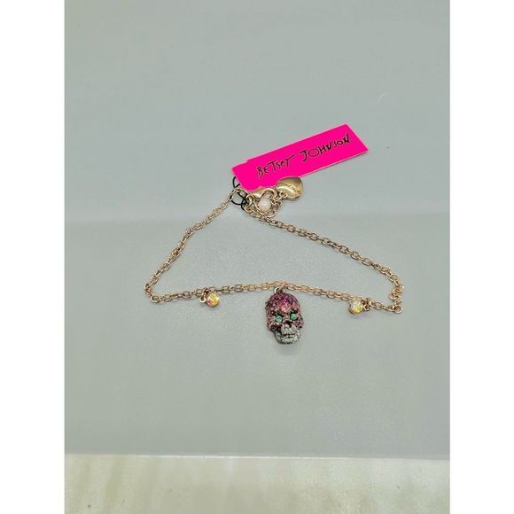 COPY - Vintage 2017 Betsey Johnson Skull Rhinestone Bracelet - Picture 1 of 3